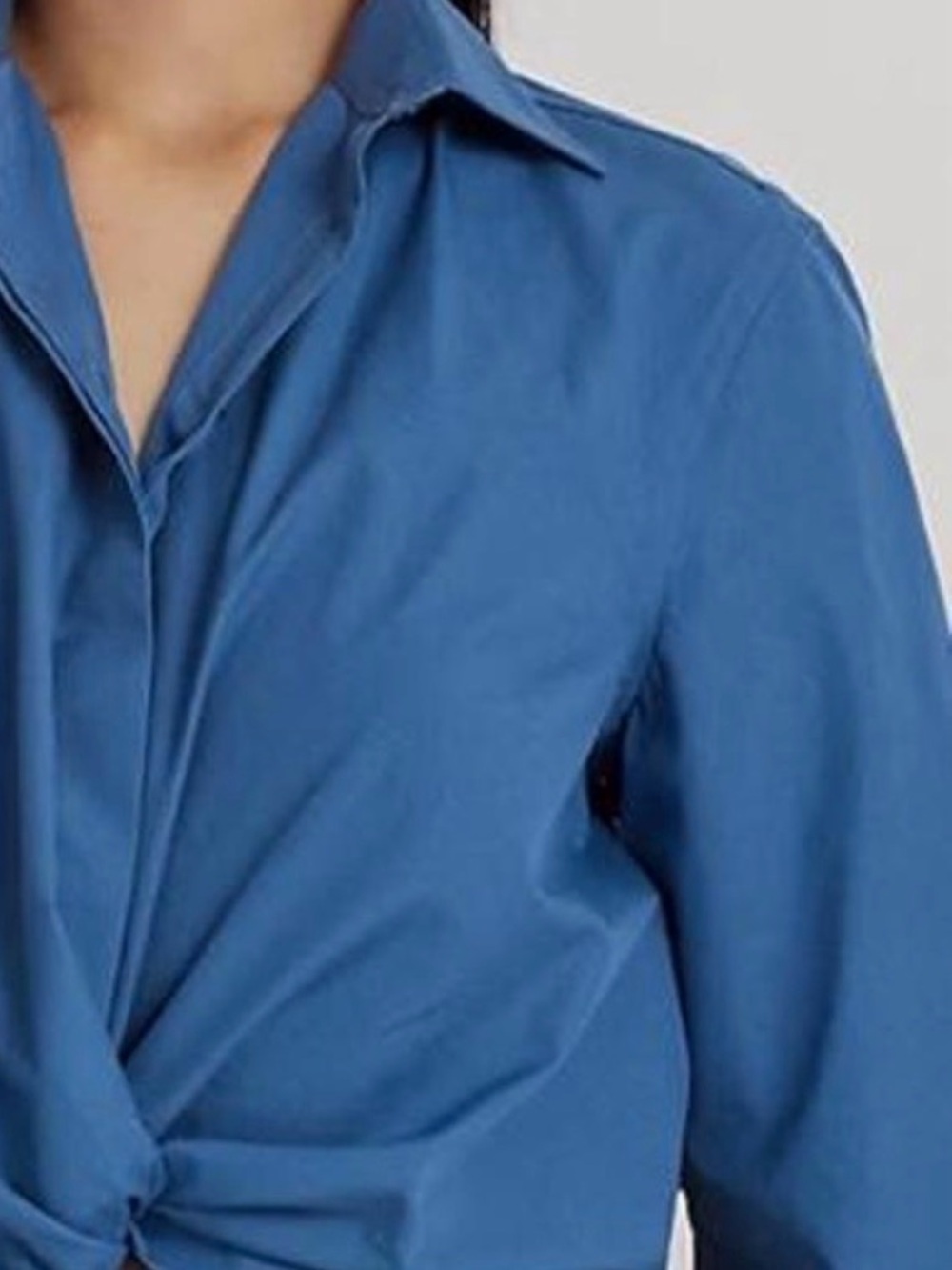 Ralph Lauren Blue Twist-Front Button-Down Shirt